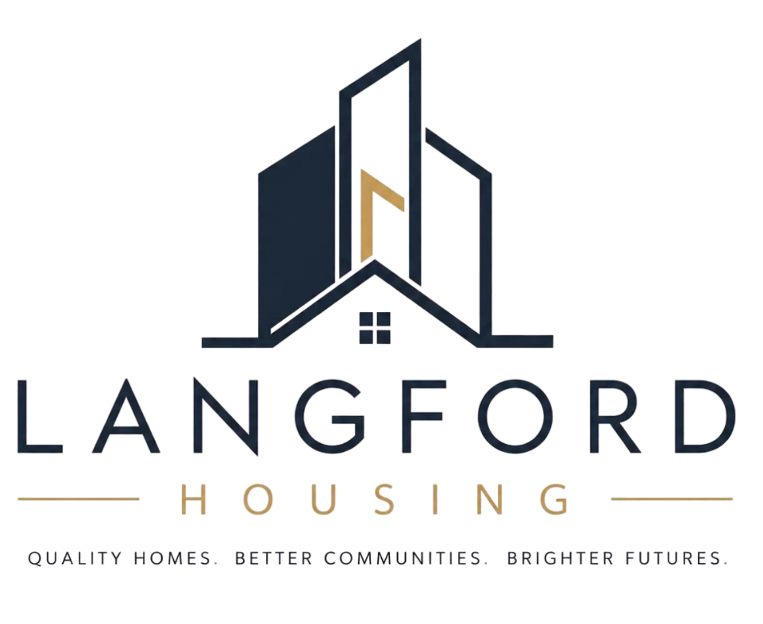 Langford Housing logo with slogan "Quality Homes. Better Communities. Brighter Futures.